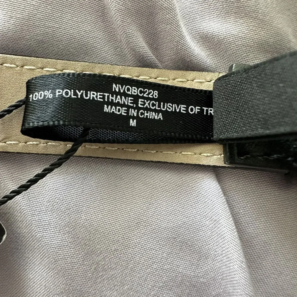 BCBG‎ MAXAZRIA Black Vegan Leather Wide  Woven Belt Size Medium M NWT Statement